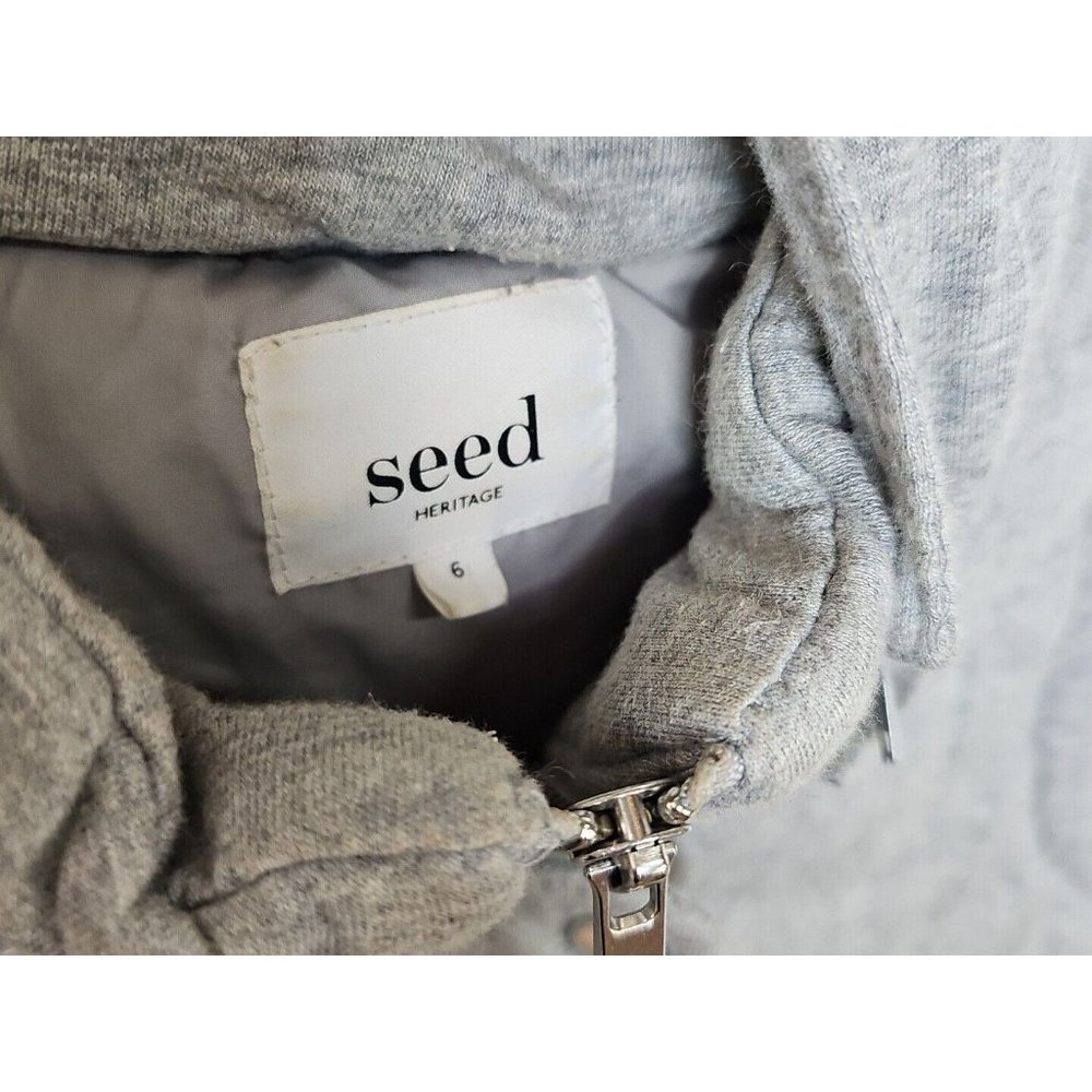 SEED HERITAGE quilted vest women's size 6 removeable hood grey padded puffer - Picture 11 of 11